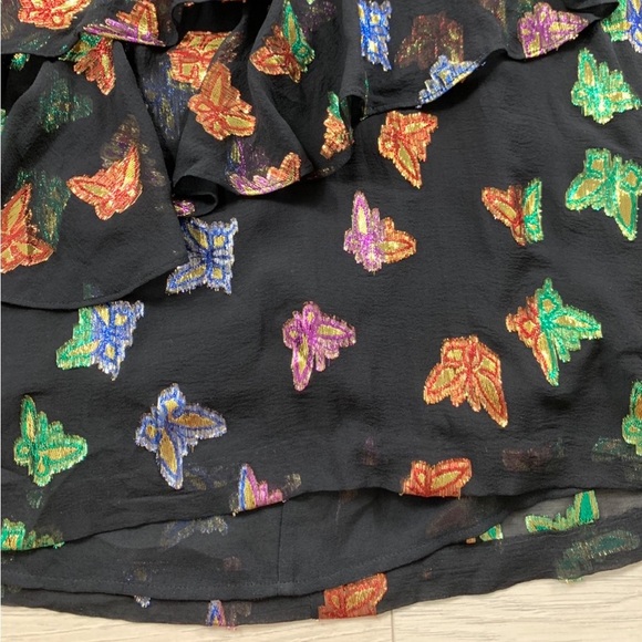 The Kooples Silk Ruffle Butterfly Bomb Mini Long Sleeve Dress - Picture 8 of 16